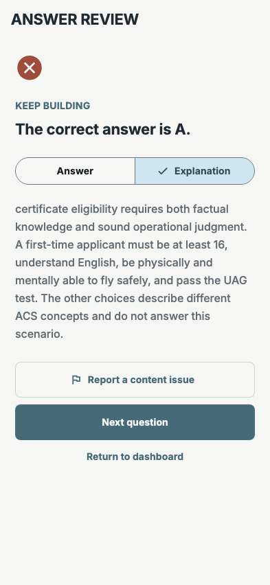 A Part 107 answer explanation