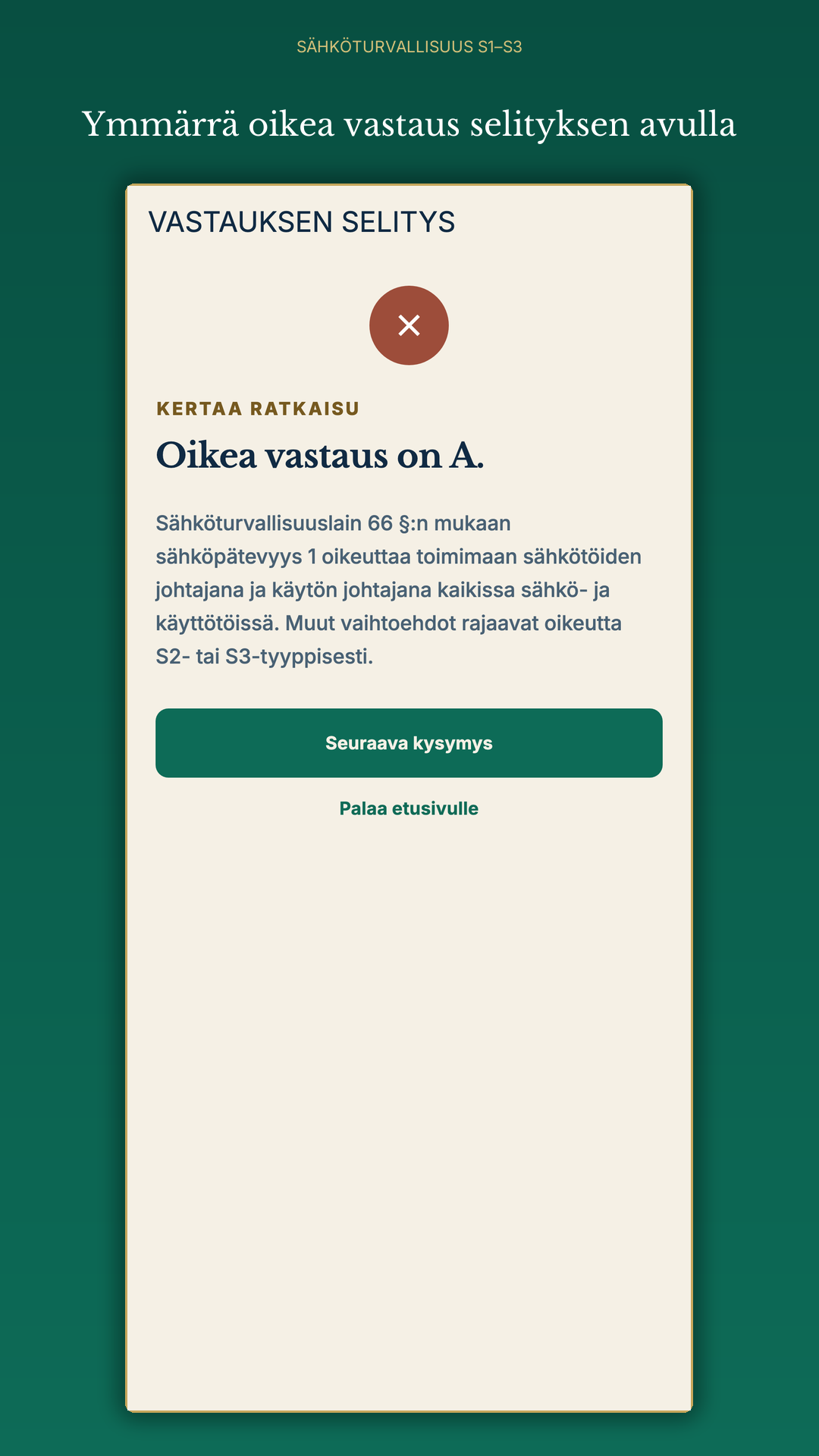 Vastauksen selitys