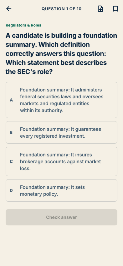 SIE Prep by RushLabs practice question screen